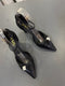 Ladies Elegant Pearl Decor Bow Pointy Toe Heel